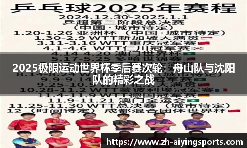 2025极限运动世界杯季后赛次轮：舟山队与沈阳队的精彩之战